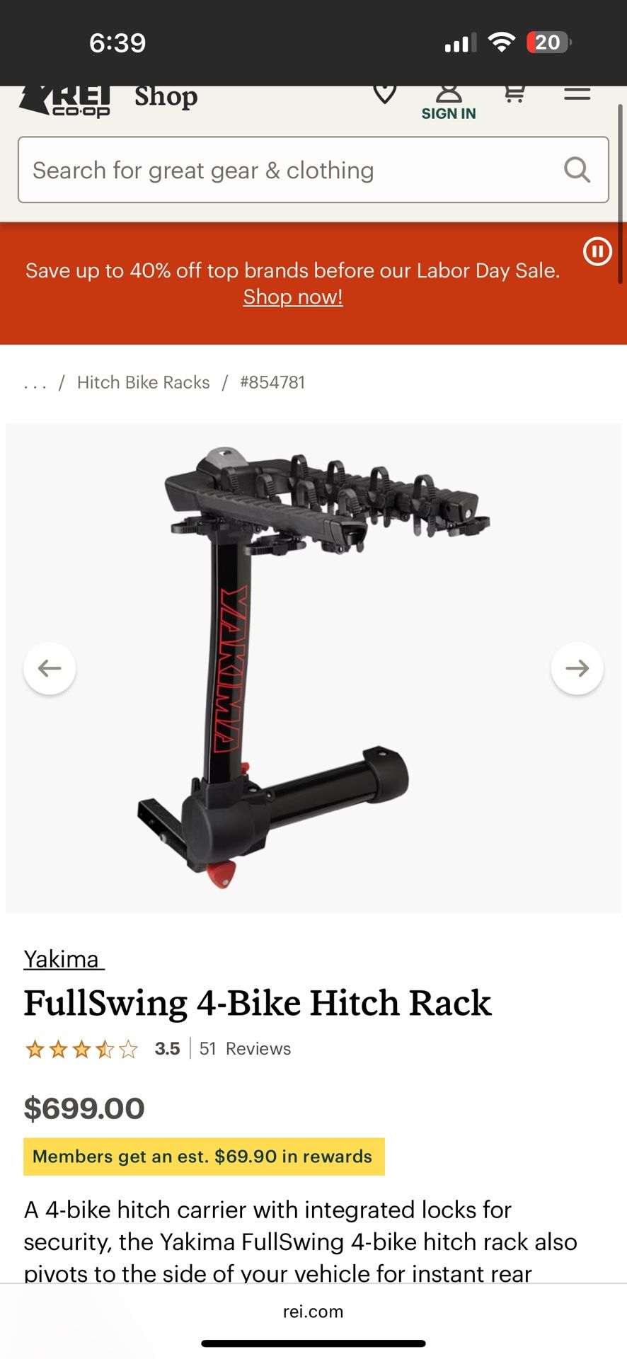 Brand New Yakima full swing