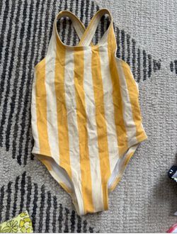 Zara Yellow & Cream Striped Kids One-Piece Swimsuit