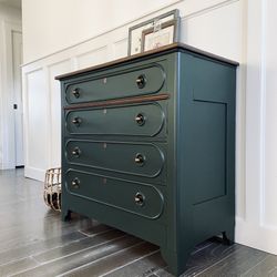 Vintage Chest Of Drawers / Tall Dresser / Green