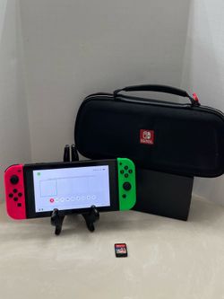 Nintendo Switch HAC-001 32GB Green/Red Joy-Con Dock Charger Bundle + 1 Game