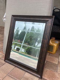 Traditional Bronze Framed Wall Mirror with Beveled Glass - 21" x 25"