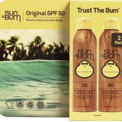 Sun Bum Original SPF 50 Sunscreen Spray 2 Pack Broad Spectrum Water Resistant