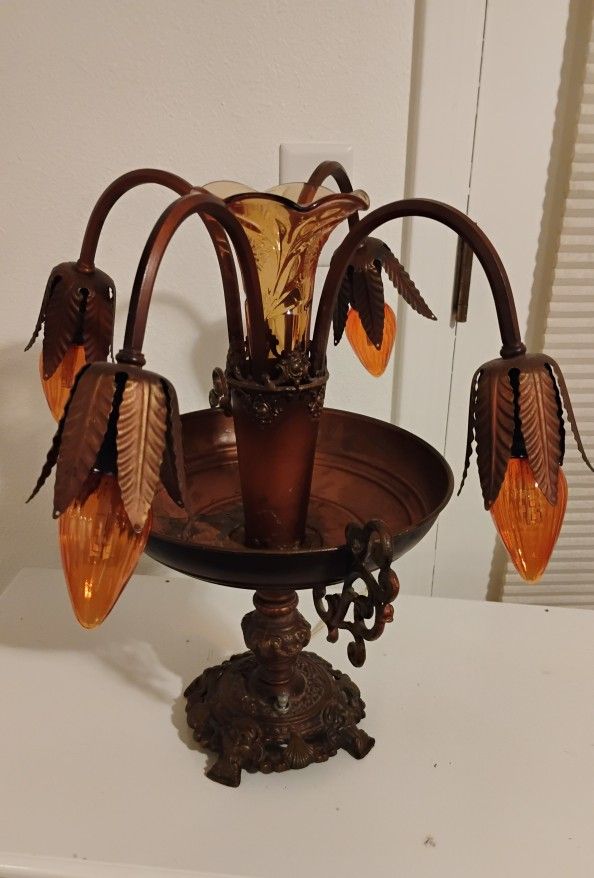 Antique Victorian Art Nouveau Epergne Centerpiece Table Lamp