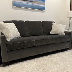 Bassett Queen Sleeper Sofa (charcoal velvet)