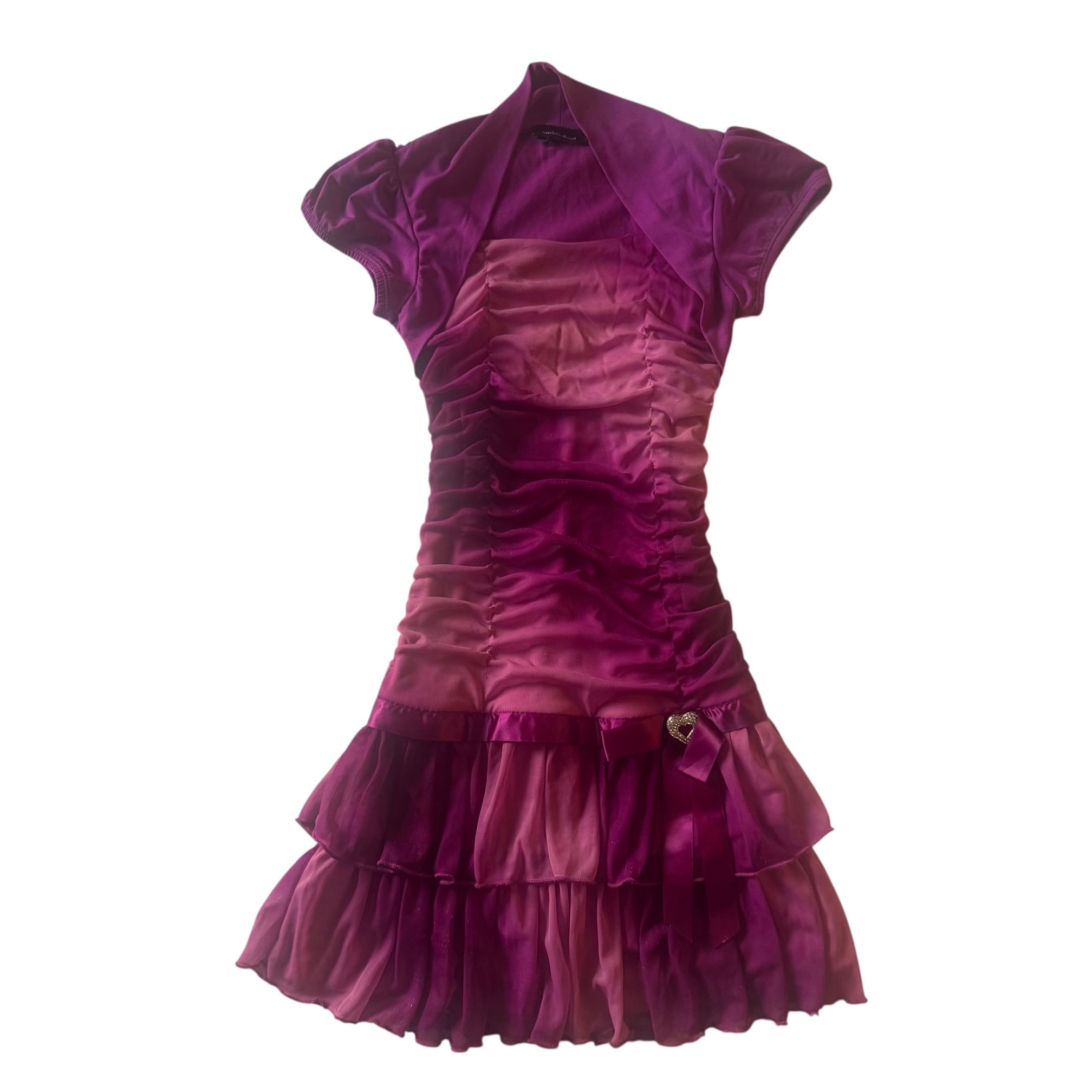 "Amy's Closet Little Girls' Ombre Two Tier With Shrug Ruffles Dress