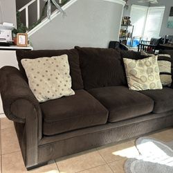 Dark Brown Corduroy Couch & Loveseat Set