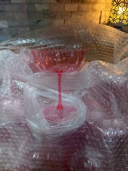 12 pack pink plastic Martini glasses