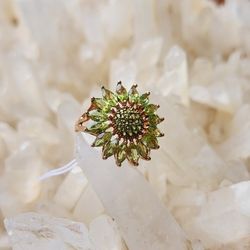 Peridot And Chrome Diopside 14krose Gold Over Solid Sterling Silver Ring Size 7.5 