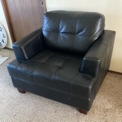 Black Faux Leather Wide Armchair 