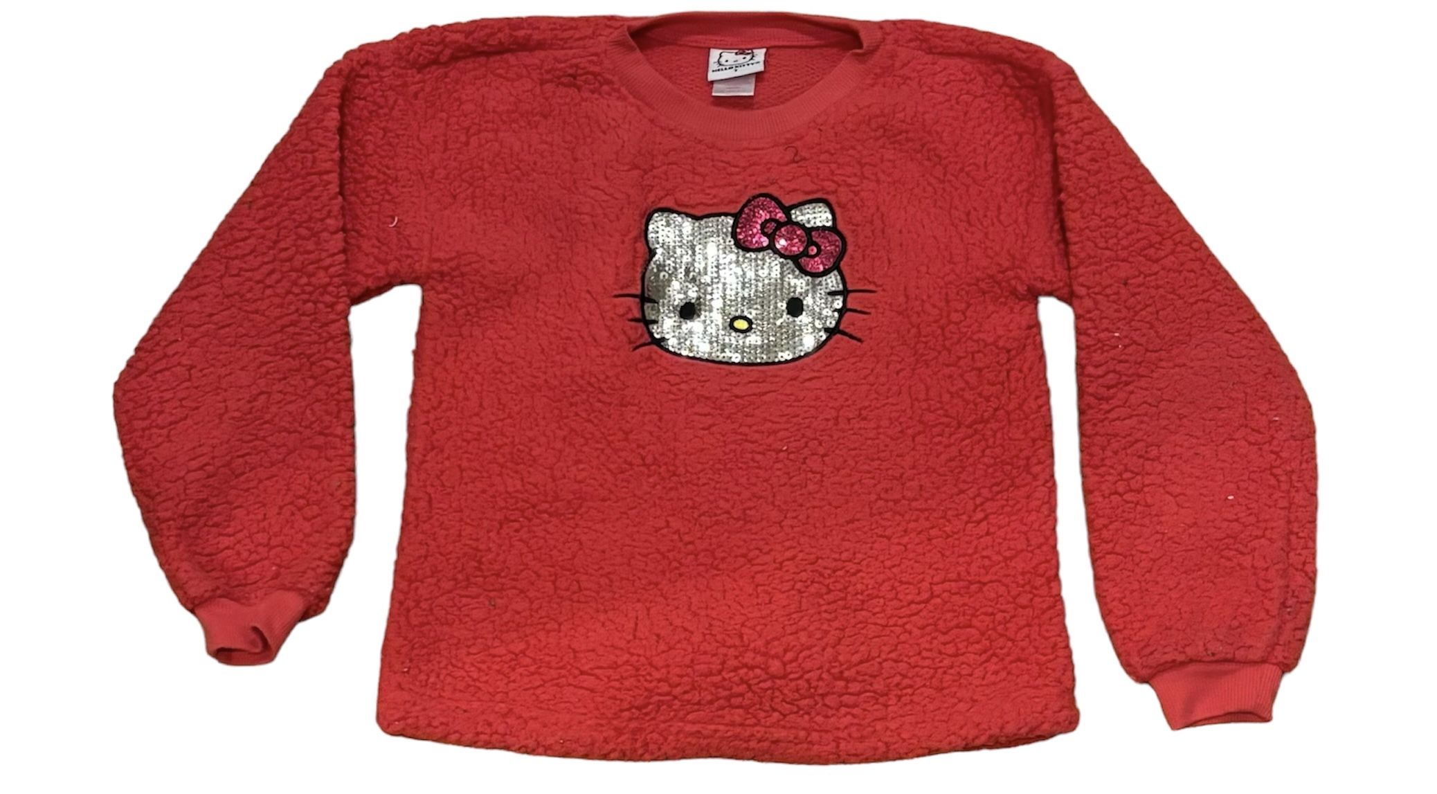 Girl Hello Kitty Fuzzy Pullover Sweatshirt Sanrio 2018 Size 7 Graphic