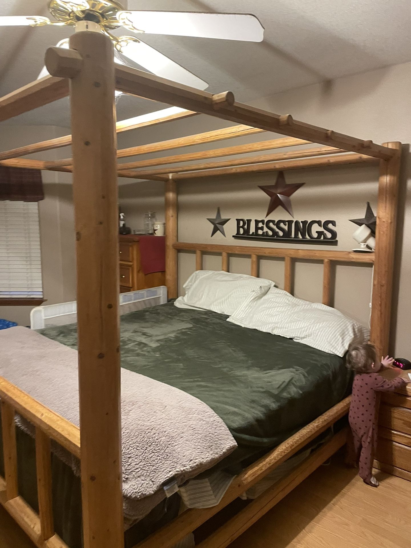 King size canopy log bed Frame