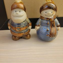 Vintage Santa Claus And Snowman