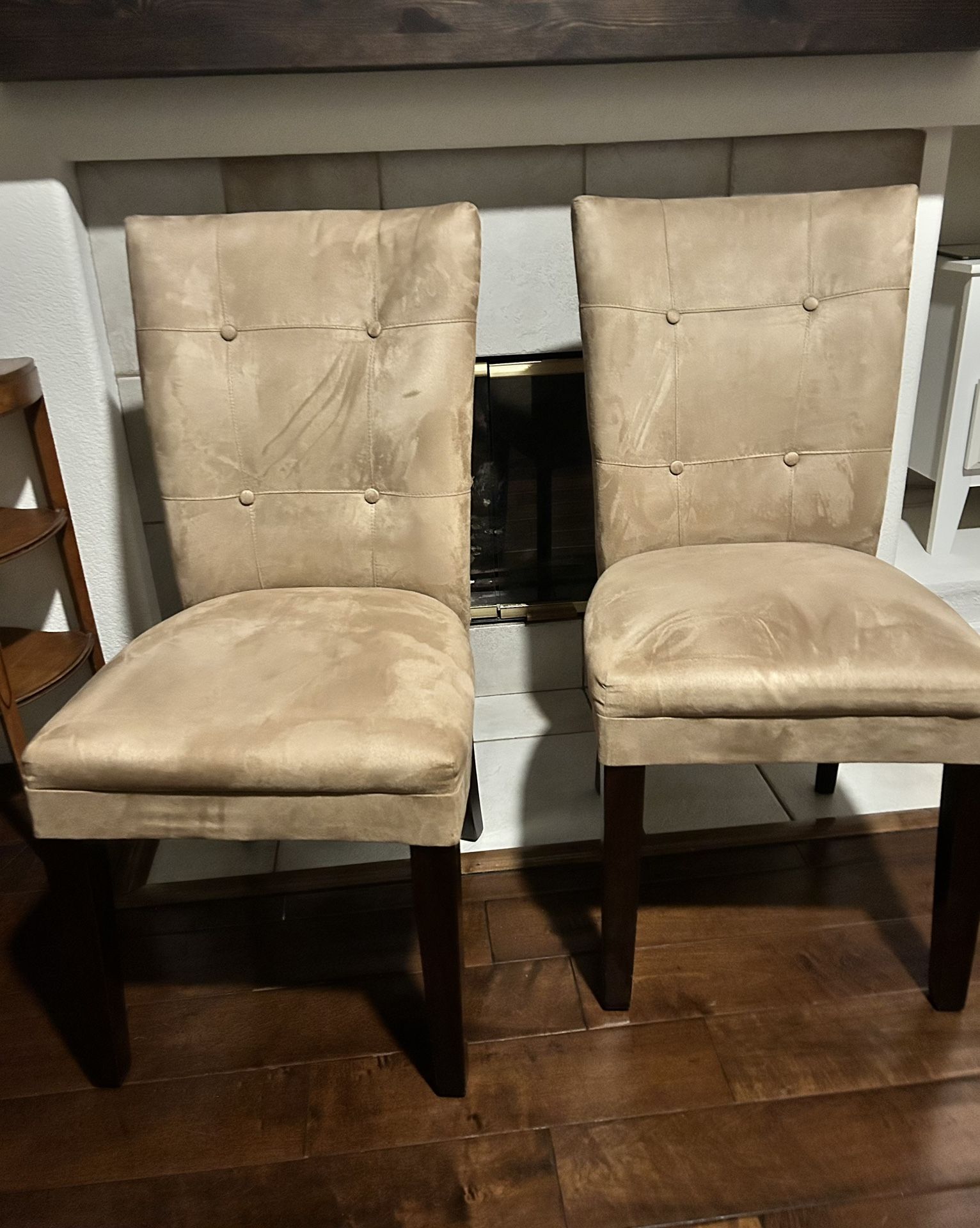 Tan Ultra Suede Dining Chairs (qty 2)
