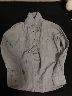 xl white and blue striped button up