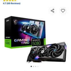 RTX 5080 MSI NVIDIA GeForce 16G
GAMING TRIO OC 16GB GDDR7 PCI
Express Gen 5 Graphics Card Black