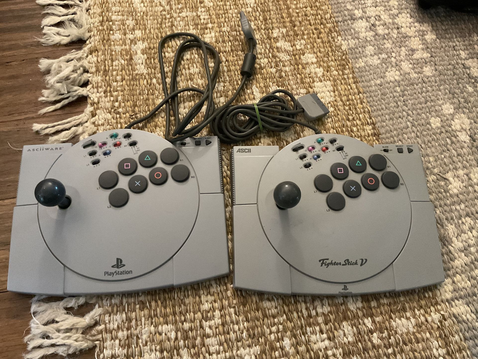 Two Asciiware PlayStation 1 Arcade Joystick Controllers
