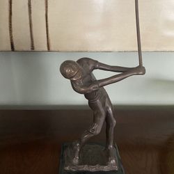 Vintage Bronze Golfing Statue With Black Base 6x16”