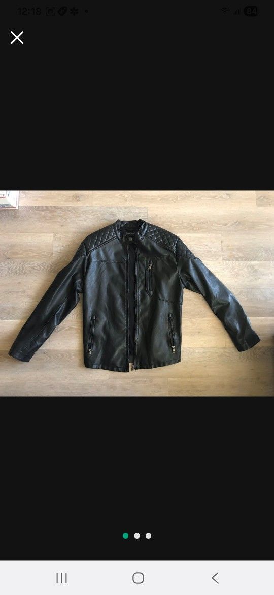 NEW Men Genius Leather Dimond Quilted Black Jacket Coat Warm Cozy Fleece Lining