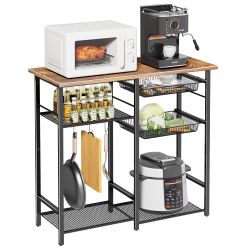 Kitchen Baker’s Rack, Rustic Brown And Black