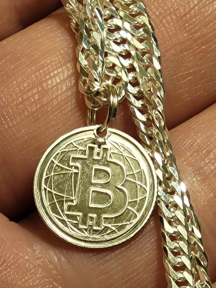 999 Fine Silver Bitcoin Pendant - 25mm - New - 1g