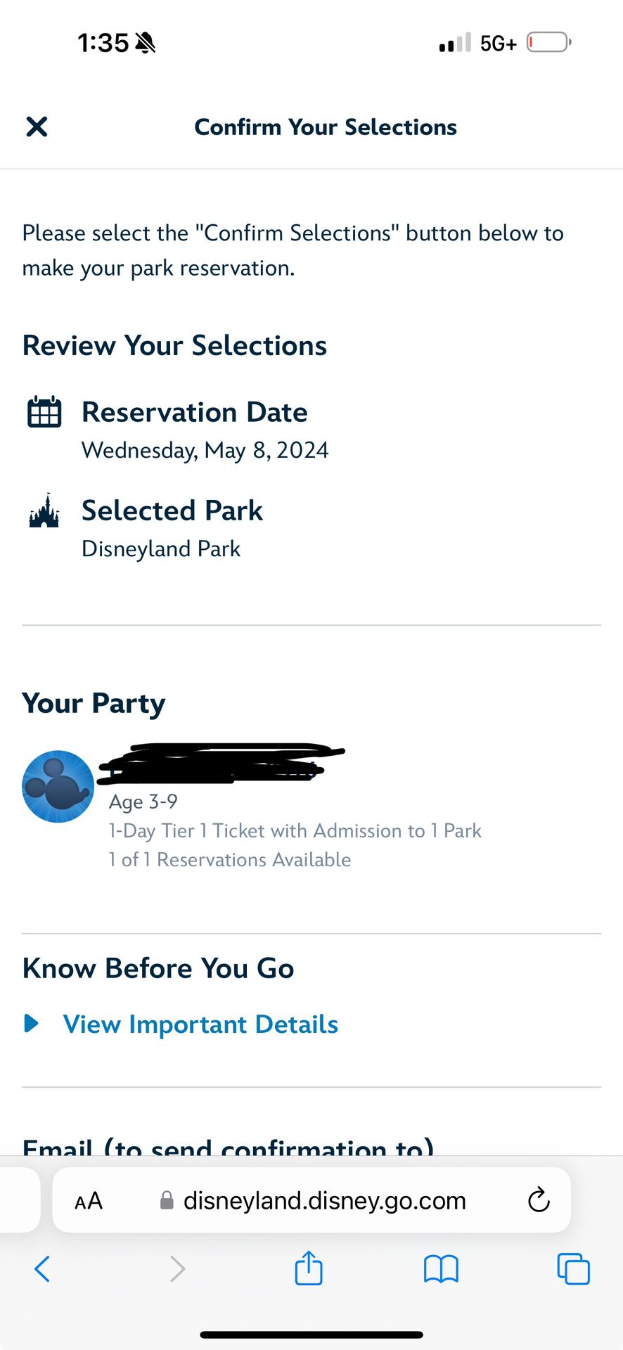 Disneyland Ticket 