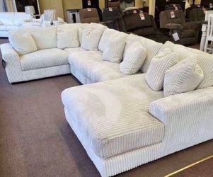 Ivory Cord U shaped sectional sofa couch