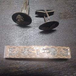 Vintage Sterling Silver Money Clip And Cufflinks