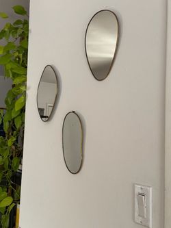 West Elm Brass Framed Organic Mirrors, Set of 3