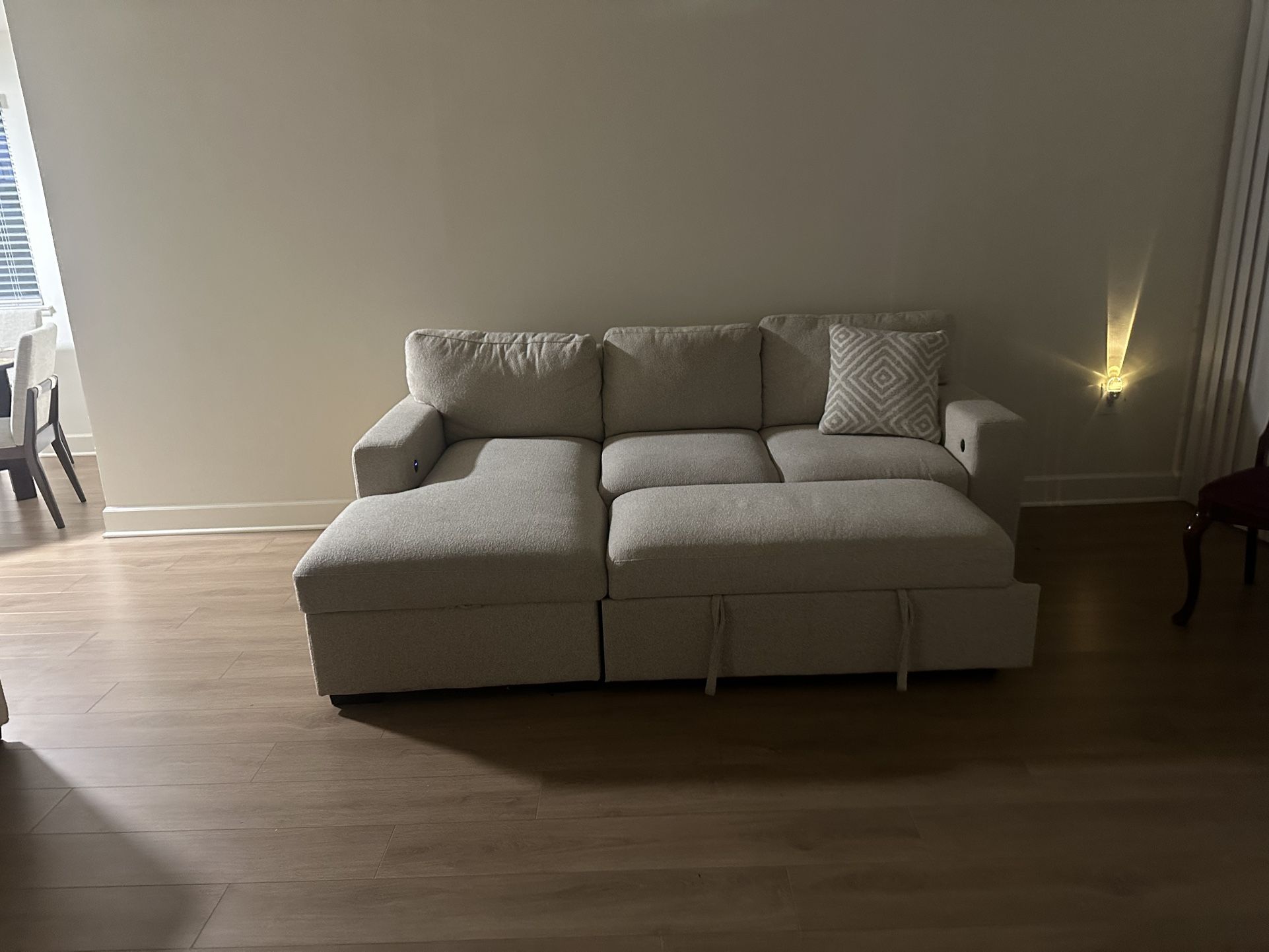 Modern Beige Couch And Love Seat With Storage