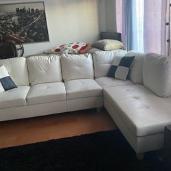White Faux Leather Couch