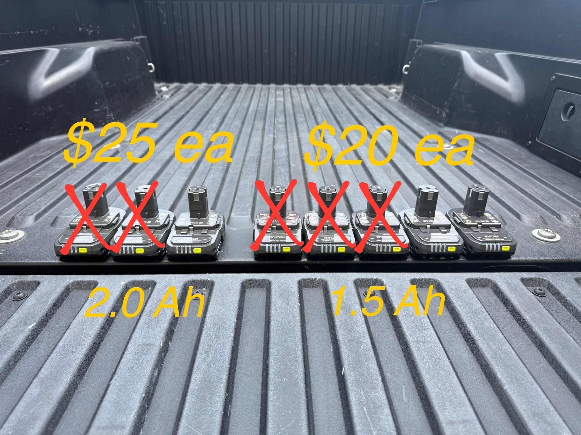 RYOBI 18V 2Ah & 1.5Ah Batteries **See Photo/Description For Pricing**