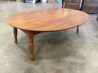 Vintage Wooden Oval Drop Leaf Coffee Table