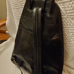 Euro Bags Black Leather Backpack 14" X 11" X 4 1/2"