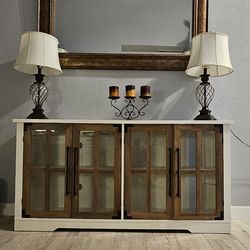 Cabinet, lamps, mirror and candles set