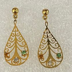 Aretes Gold Filled Piedras Joyería Antigua 