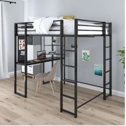 DHP Loft Bed With Desk And Two Shelves 