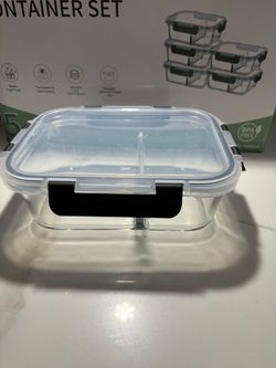 New 5pc glass healthy fitness meal prep containers dishes