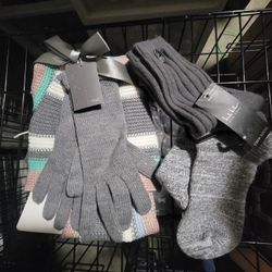Adult Women's Scarf Beanie Gloves And Cozy Socks