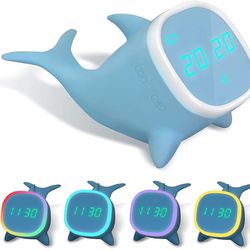 Alarm Clocks for Kids, OK to Wake Sleep Trainer Alarm Clock with 7 Color Night Light & Wake Up Light, Snooze Temperature Detect Bluetooth Speaker Musi