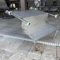 silver metal diamond plate step