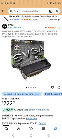 EVGA GeForce GTX 660 Ti Superclocked+ 3GB Graphics Card $25