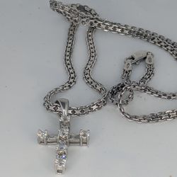 STERLING SILVER AND GENUINE DIAMOND NECKLACE