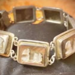 Sterling silver and mother of pearl 1920s-1930s bracelet