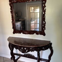 Antique Marble Table & Mirror 