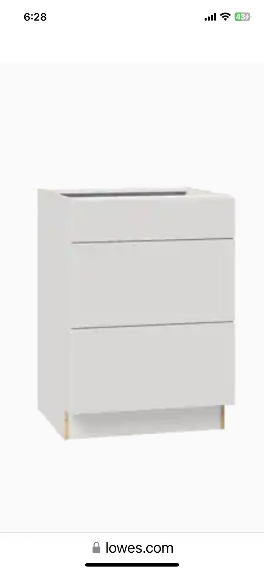 Hugo&Borg London 24 in W x 34.5 in H x 24.75 in D London White Slab Drawer Base Fully Assembled Stock Prefabricated Cabinet