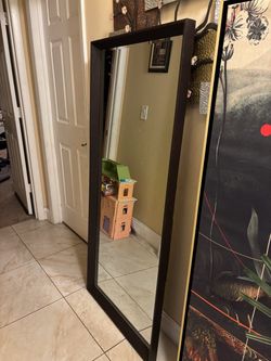 Large Modern Floor Mirror (60 3/4” x 36 3/4”) – Dark Brown/Black Frame - See My Other Items 😀
