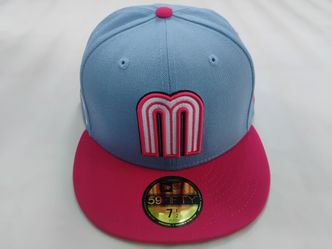 Mexico WBC 2023 New Era 59Fifty Fitted Hat - Sky Blue / Bright Rose/Size 7 1/2
