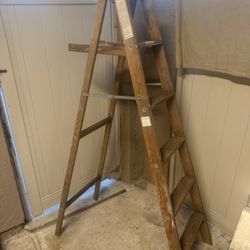 Vintage Wood Ladder 5’8” Type III 