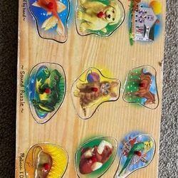 3 Farm Sound Puzzle - Wooden Peg Puzzle With Sound Effects