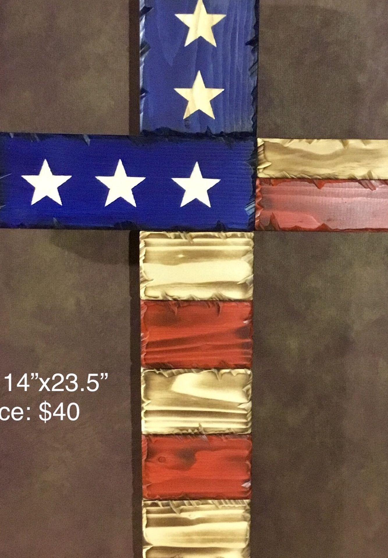 Rustic American Flag Cross